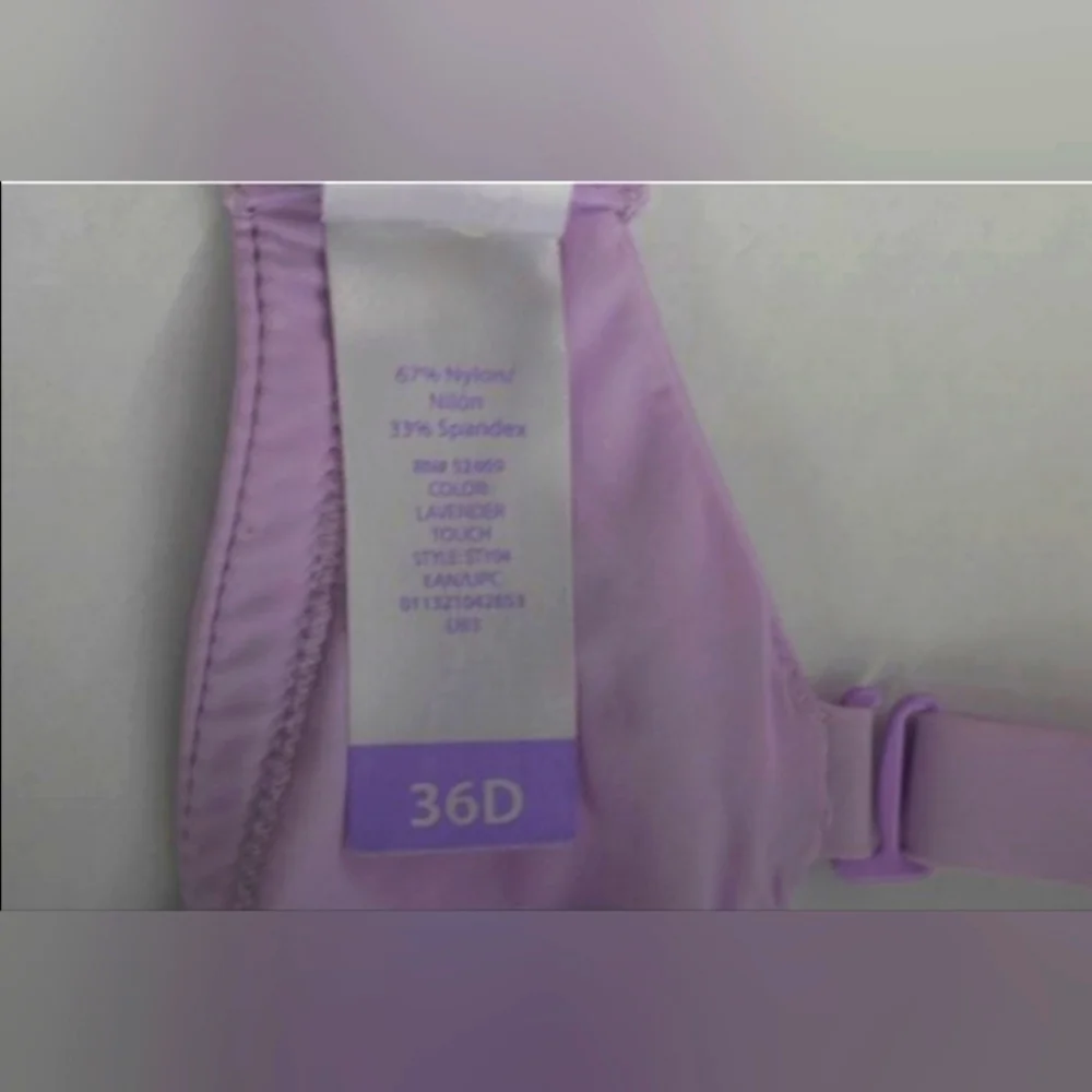 Secret Treasures Women Adjustable Strap Wireless Padded Bra Purple Lilac 36 D